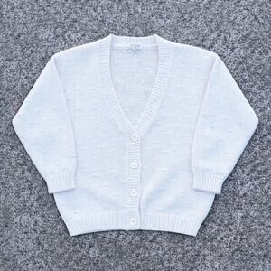 Kate & Co USA Knit Sweater Vintage white cropped warm grandma cable knit cottage